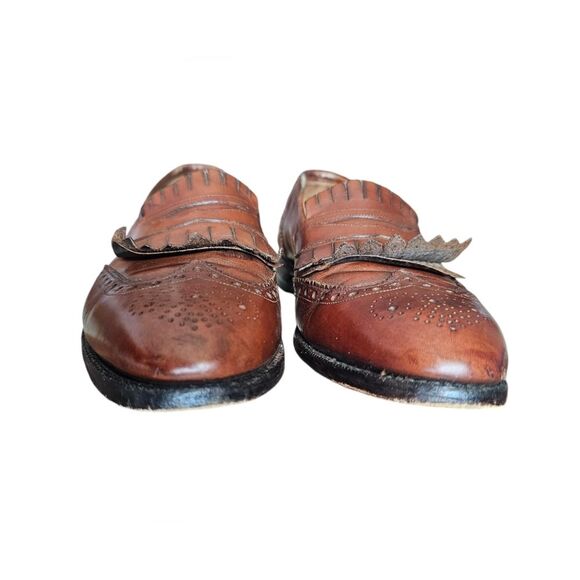 Johnston & Murphy Aristocrat Tassel Loafers 10 Brown Leather Wingtip Brogue USA main image 10